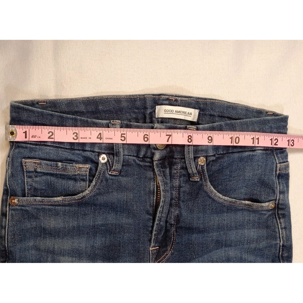 Good American Good Legs Crop Mid Rise Denim Blue Jeans Women 0/25 Skinny Stretch - Picture 9 of 12